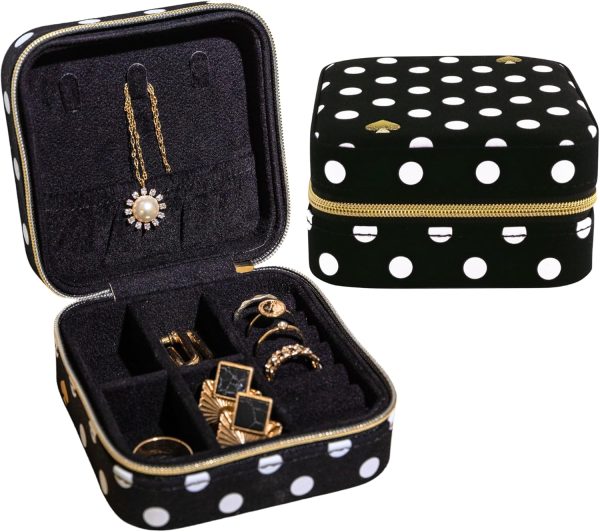 kate spade new york Small Travel Jewelry Case, Black Dotted Jewelry Box to - Image 2