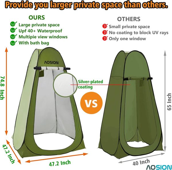 AOSION Privacy Shower Tent,Pop Up Changing Tent,Camp Bathroom Changing - Image 2