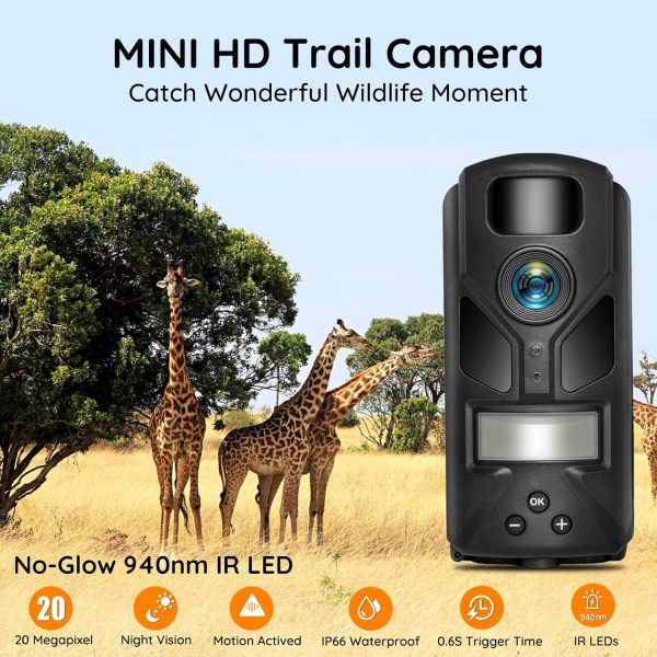 20MP Mini Trail Camera,1080P Hunting Trail Camera with No Glow 940nm Night - Image 2