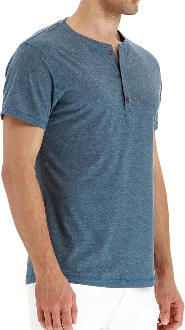 NITAGUT Mens Fashion Casual Front Placket Basic Long/Short Sleeve Henley - Image 2