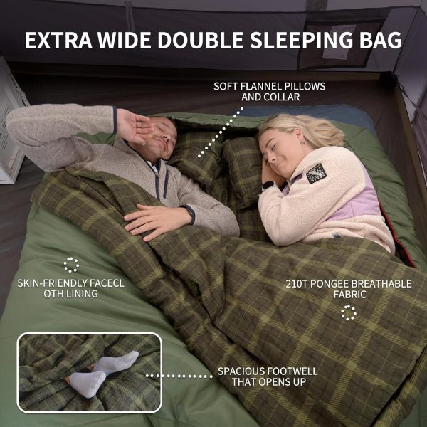 Naturehike 0 Degree Flannel Two Person Sleeping Bag with Pillows for - Image 4