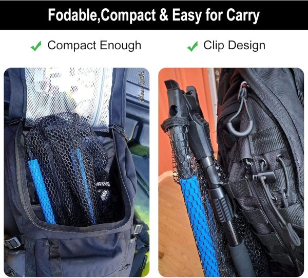 PLUSINNO Fishing Net Fish Landing Net, Foldable Collapsible Telescopic Pole - Image 5