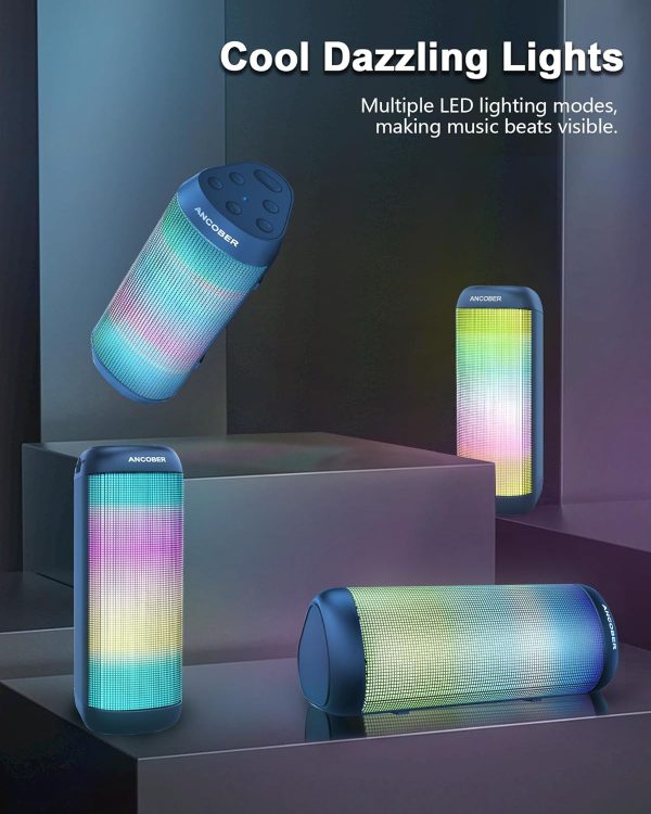 Bluetooth Speaker, Portable Wireless HD Stereo Sound with Cool Lights, IPX4 - Image 4