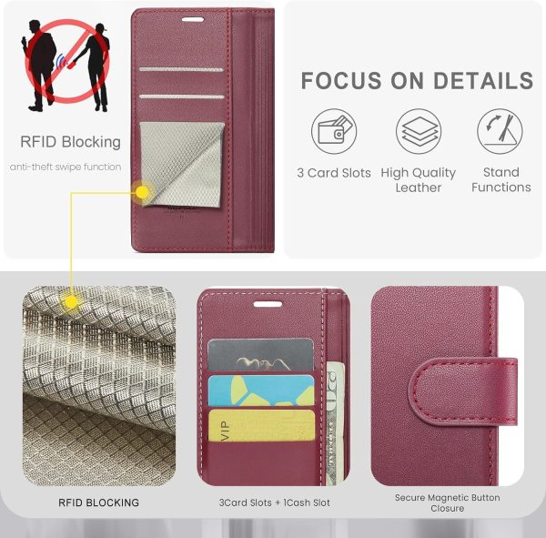 Compatible with iPhone 16 Pro 6.3" Wallet Case with RFID Blocking Credit - Image 3