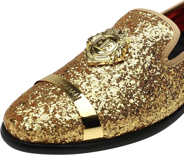 ELANROMAN Men's Glitter Loafers Oxford Dress Fashion Wedding Party Prom - Image 4