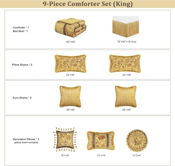 Loom and Mill 9-Piece Luxury Comforter Sets Classic Framework Design, - Image 2