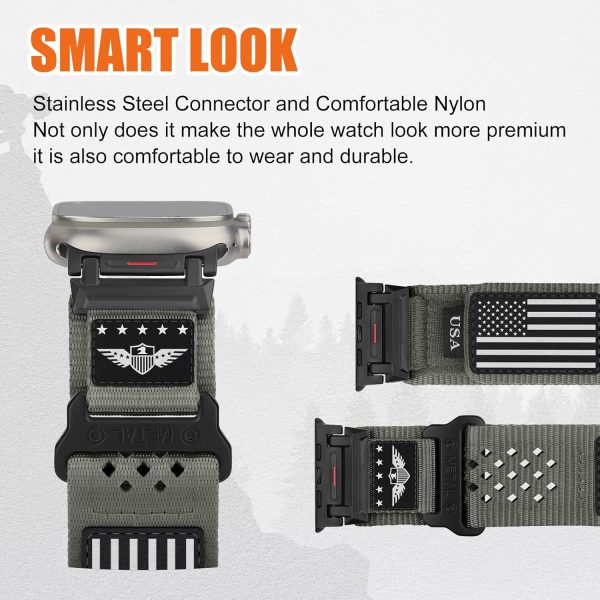 Rugged Nylon Band for Apple Watch Ultra 2 Bands for Men 49mm 46mm 45mm 44mm - Image 3
