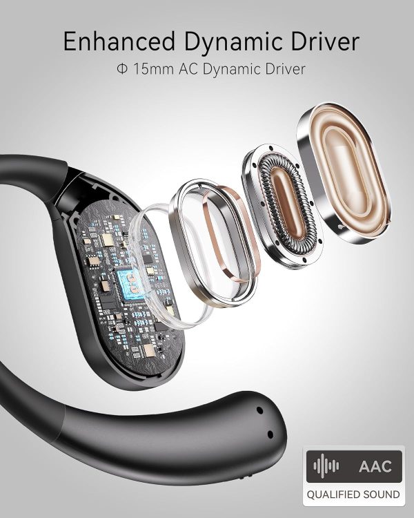 Open Ear Earbuds, True Wireless Open Ear Headphones with Earhooks, Touch - Image 2