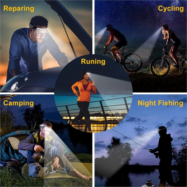 LED Headlamp, 2 Pack Rechargeable Flashlight for Adults, 230 Wide Beam Head - Image 7
