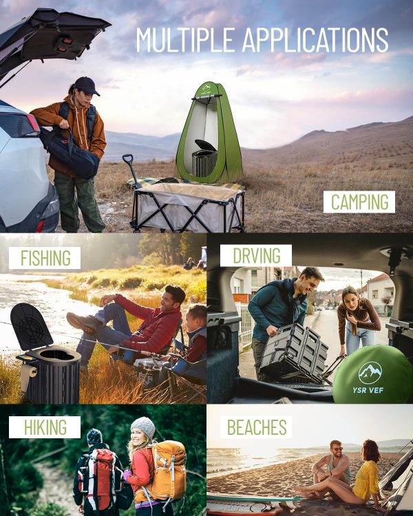 Camping Toilet with Pop-Up Privacy Tent and Liquid Waste Gel, Portable - Image 7
