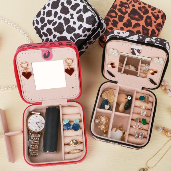 Small Travel Jewelry Case Organizer with Mirror,Mini Travel Essentials for - Image 4