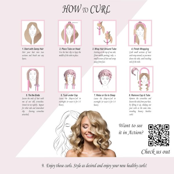 Sleep ‘N Curl - 100% Pure Mulberry Silk - Heatless Hair Curler KIT with - Image 8