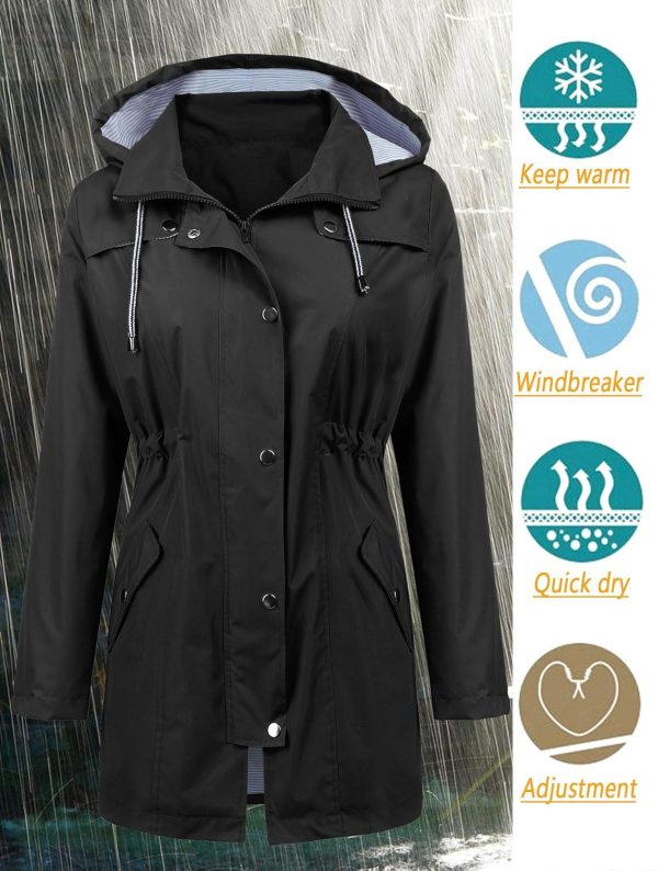 LOMON Raincoat Women Waterproof Long Hooded Trench Coats Lined Windbreaker - Image 2
