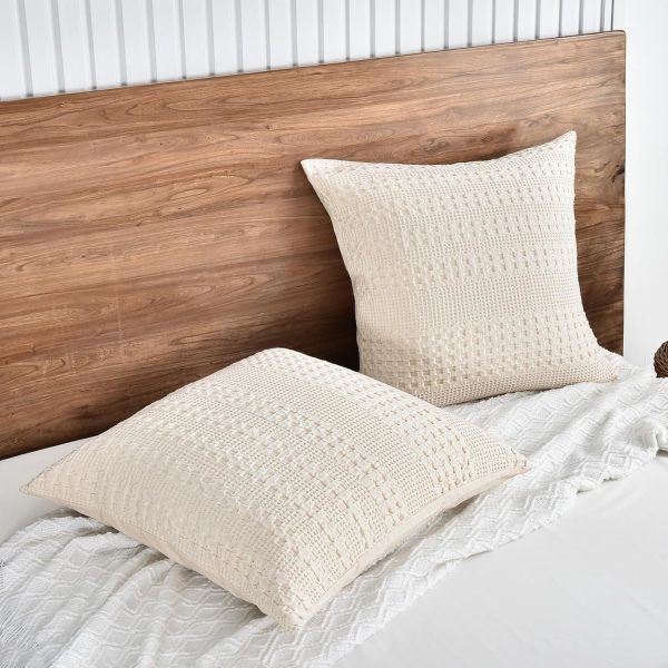 PHF 100% Cotton Waffle Weave Euro Sham Covers, 2 Pack 26" x 26" Bed Pillow - Image 6