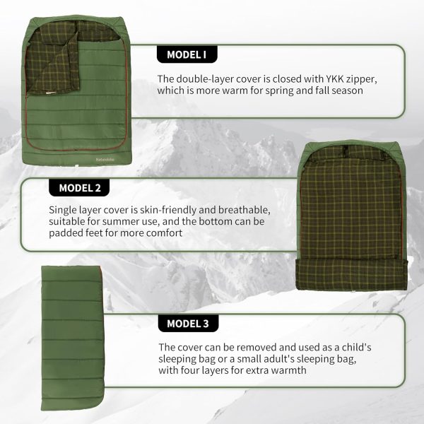 Naturehike 0 Degree Flannel Two Person Sleeping Bag with Pillows for - Image 3
