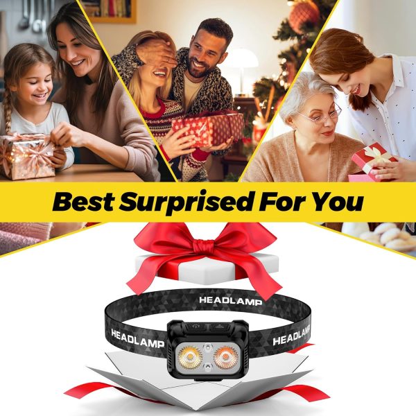3pcs Lightweight Motion Sensor Red Light Headlamp, 1200 LM 11 Kinds Modes - Image 7