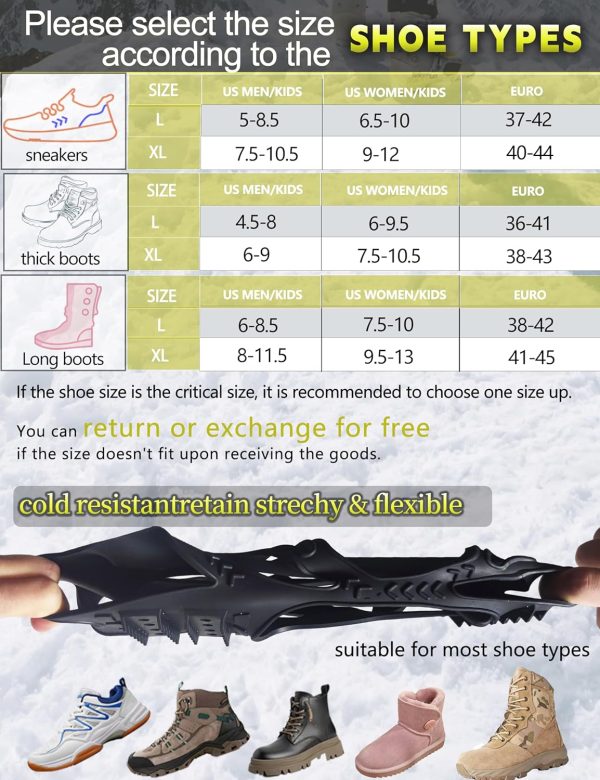 Ice Snow Cleats for Shoes and Boots Non Slip Grippers Traction Cleats - Image 5