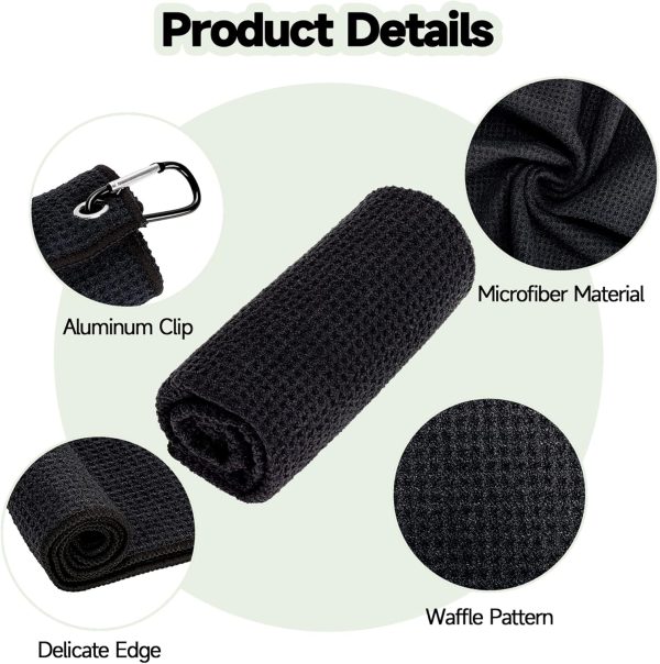 VIVIDLY 3 Pack Golf Towels, Microfiber Waffle Pattern Golf Towel-Contains - Image 2