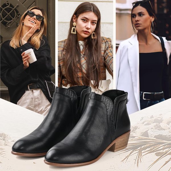 Women's Ankle Boots Low Heels Chunky Fashion Zipper Dressy Booties for - Image 6