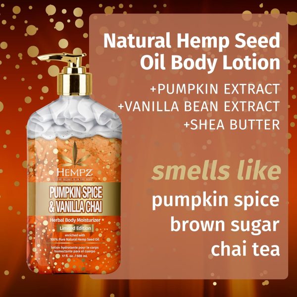 Hempz Limited Edition Pumpkin Spice & Vanilla Chai Herbal Body Lotion, for - Image 3