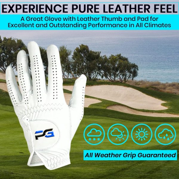 Gloves (5 Pack) Cabretta Leather, Premium Quality Mens Golf Gloves - Image 4