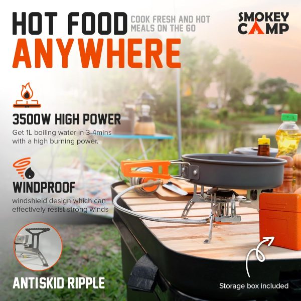 Camping Cookware Mess Kit Set with Stove - Backpacking Camping Pots and - Image 7