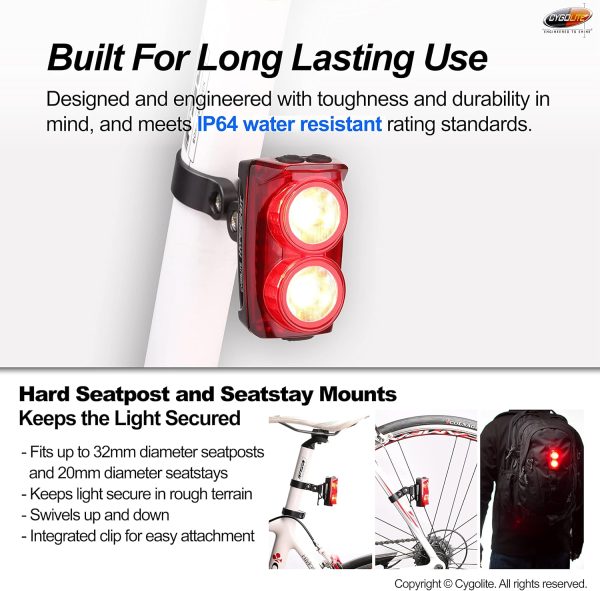 Cygolite Hypershot 350 & 250 Lumen Bicycle Taillight Models–7 Night & - Image 6