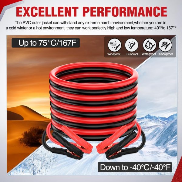 Nilight Jumper Cables for Car Battery 1 Gauge 30 FT Booster Cable Heavy - Image 6