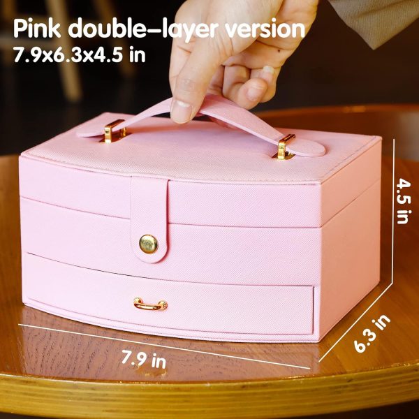 Jewelry Box Organizer with 43 pieces milk brown hair accessories, Pink - Image 5