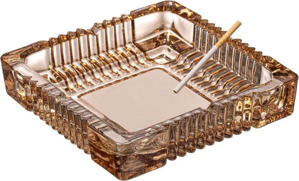 Basicwise Luxury Large Glass Ashtray with 4 Slots for Cigarettes and - Image 8