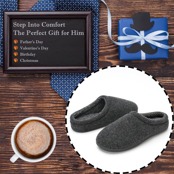 Memory Foam House Slippers for Men Indoor Outdoor Non-Slip Rubber Soles - Image 6