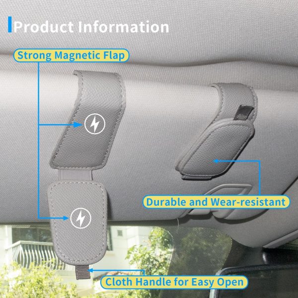 Yuoyar 2 Packs Magnetic Sunglass Holder for Car Visor - Universal - Image 4