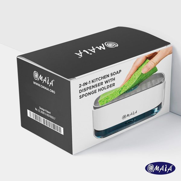 OMAIA 2-in-1 Dish Soap Dispenser with Sponge Holder - dishwashing Liquid - Image 3