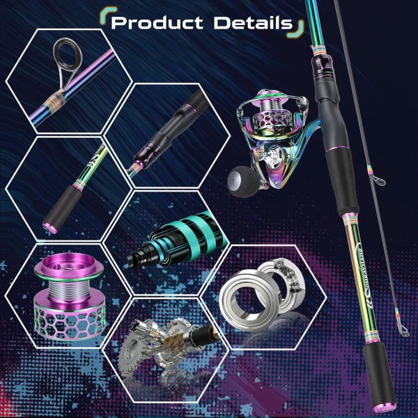 Sougayilang Spinning Fishing Reel Rod Combo, Two Pieces Colorful Poratble - Image 5