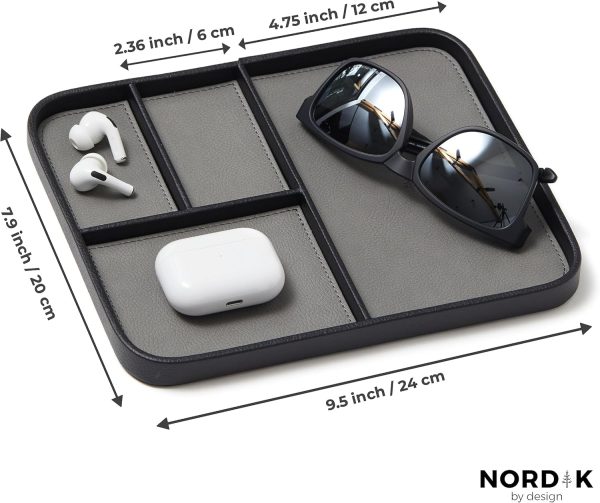 Nordik Leather Valet Tray - Pebble Black - Premium Vegan Leather Stylish - Image 6