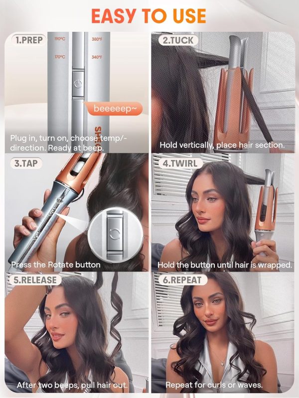 SHEGLAM Automatic Curling Iron 1 ¼ inch with 3 Temperatures Fast Heating, - Image 4