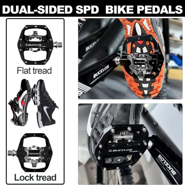 BUCKLOS SPD Pedals PD-M680 Mountain Bike Clip in SPD Flat Combo Dual Sided - Image 2