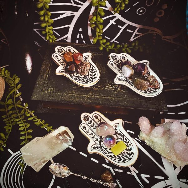 Jewelry Trinket Ring Dish Ceramic Hamsa Evil Eye Hand of Fatima Holder Key - Image 5