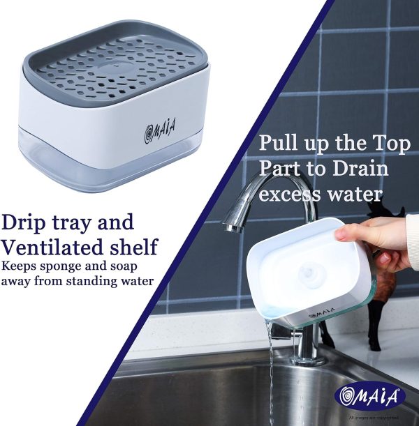 OMAIA 2-in-1 Dish Soap Dispenser with Sponge Holder - dishwashing Liquid - Image 4