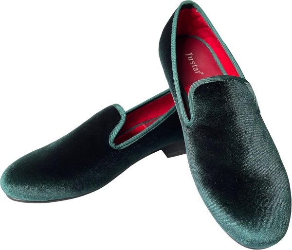 Justar Men's Velvet Loafers Slip-on Dress Shoes with Gold Buckle Penny - Image 5