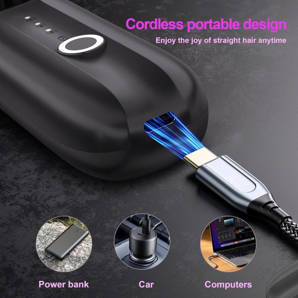 Cordless Hair Straightener Brush, Portable Straightening Brush for Women, - Image 5