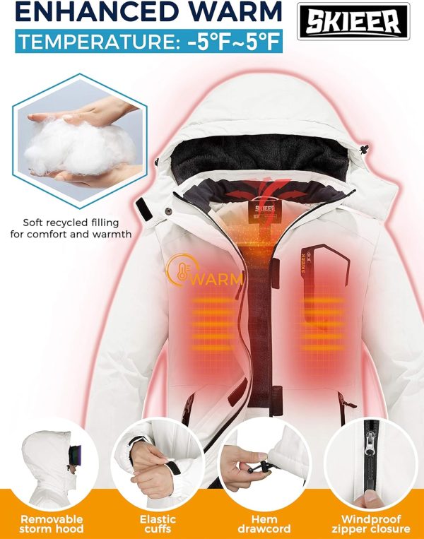 Skieer Women's Waterproof Ski Jacket Warm Winter Coat Fleece Snowboarding - Image 5