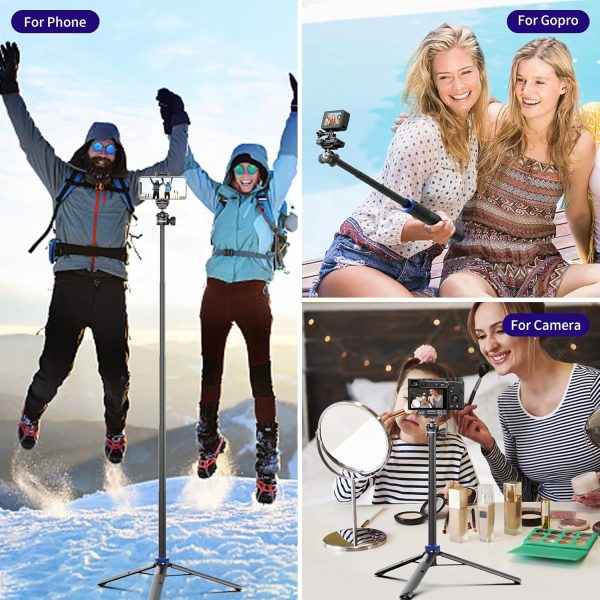Selfie Stick Phone Tripod with Remote Control, 64" Extendable Phone Vlog - Image 7