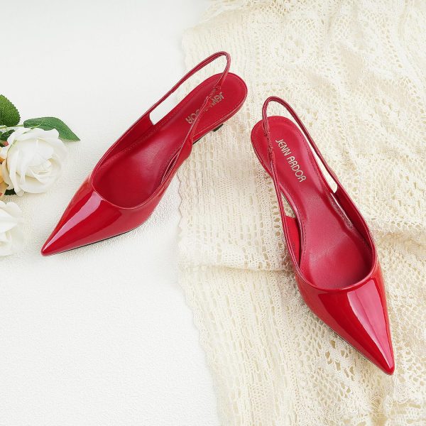 JENN ARDOR Slingback Heels for Women Low Heels Dress Shoes Kitten Pumps - Image 6