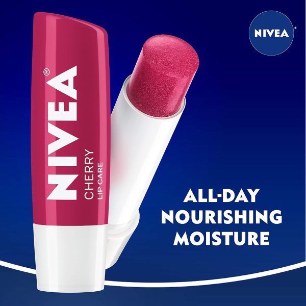 NIVEA Lip Care, Fruity Tinted Lip Balm Variety Pack, Cherry, Strawberry, - Image 9