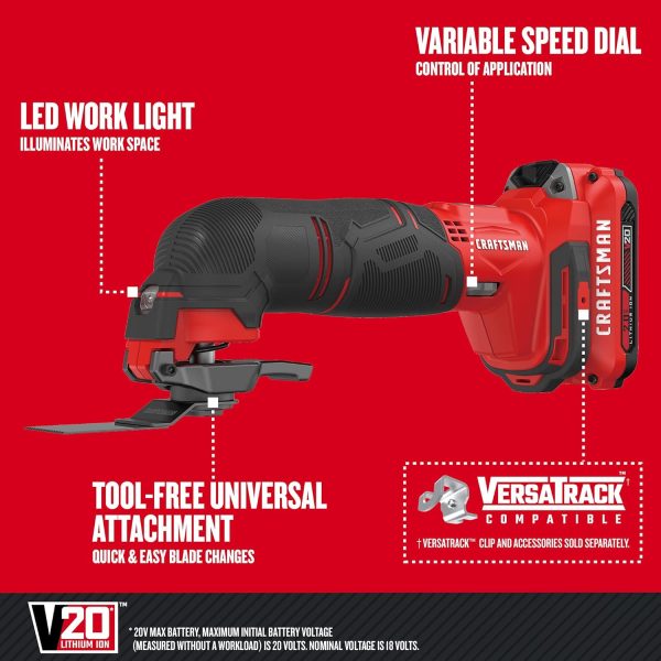 CRAFTSMAN V20 Cordless Multi-Tool, Oscillating Tool Kit, Blades, Sand - Image 3