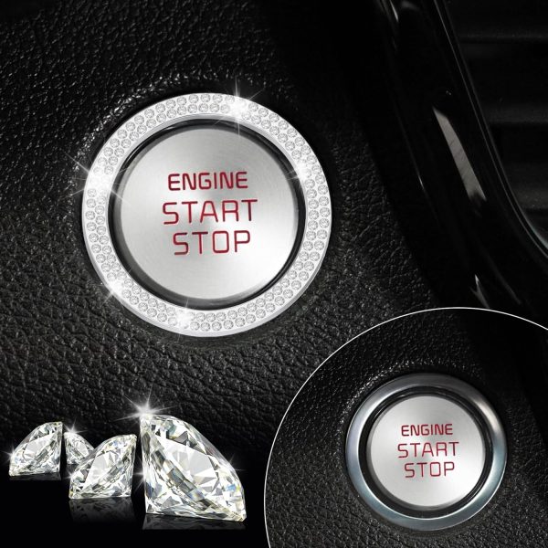 LivTee 2 PCS Crystal Double Rhinestone Car Engine Start Stop Decoration - Image 6