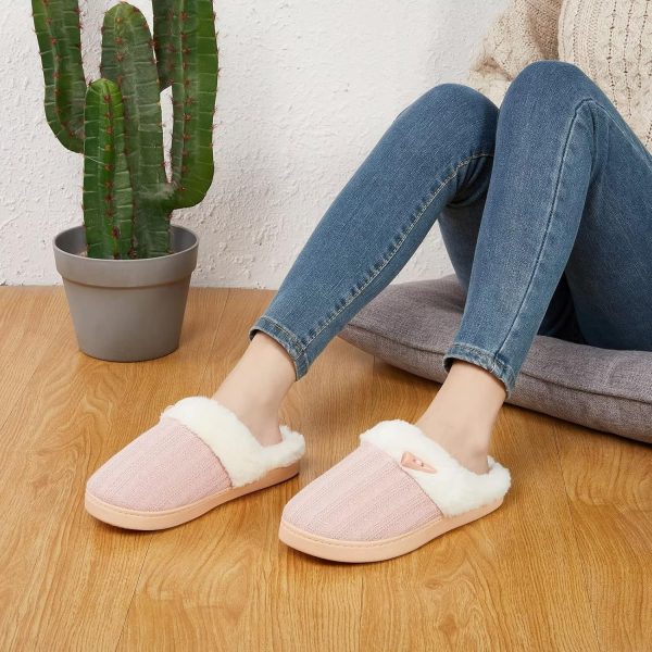 NineCiFun Women's Slip on Fuzzy House Slippers Memory Foam Slippers Scuff - Image 2