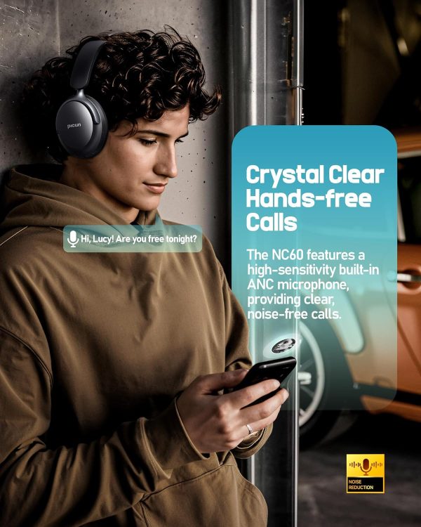Picun NC60 Hybrid Active Noise Cancelling Headphones, Foldable Wireless - Image 6