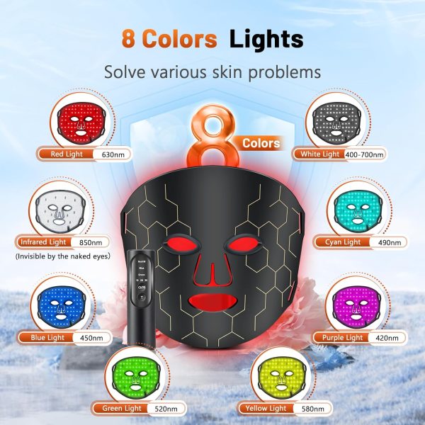 Red Light Therapy for Face, 7+1 Colors Red Light Therapy Mask Portable and - Image 3
